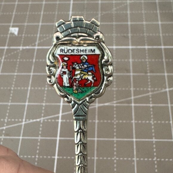 Antiko 800 Silver Souvenir Spoon Rüdesheim Germany Crest - Picture 3 of 5
